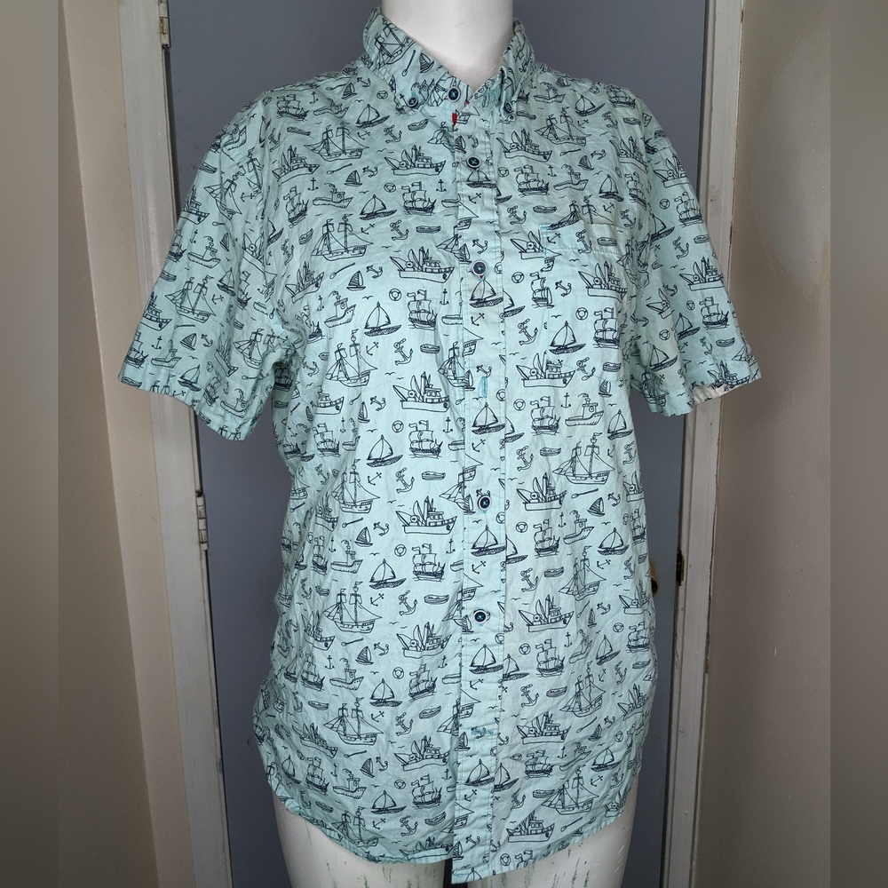 Nautical Print Button Up
